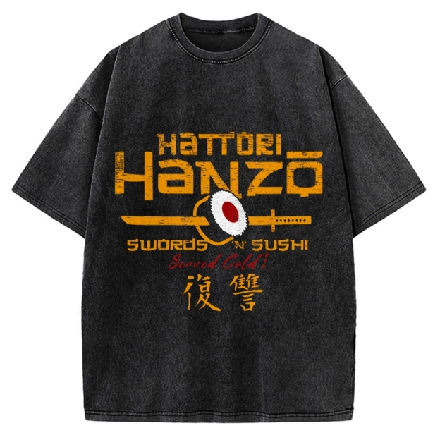 Okinawa Hattori Hanzo Sushi Japanese Style Vintage Washed T-shirt