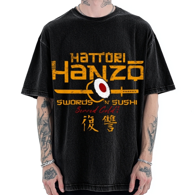 Okinawa Hattori Hanzo Sushi Japanese Style Vintage Washed T-shirt