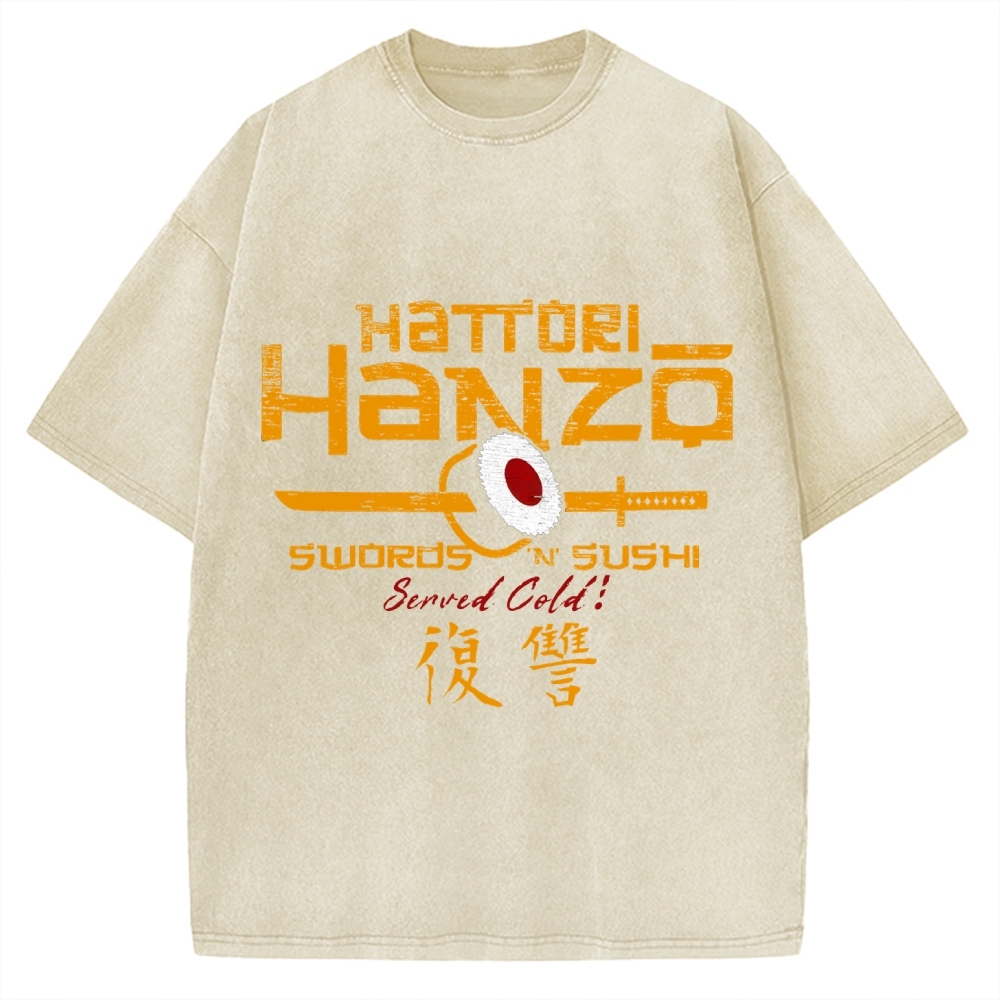 Okinawa Hattori Hanzo Sushi Japanese Style Vintage Washed T-shirt