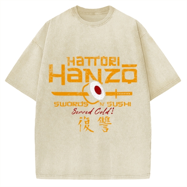 Okinawa Hattori Hanzo Sushi Japanese Style Vintage Washed T-shirt