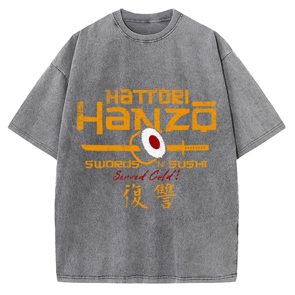 Okinawa Hattori Hanzo Sushi Japanese Style Vintage Washed T-shirt