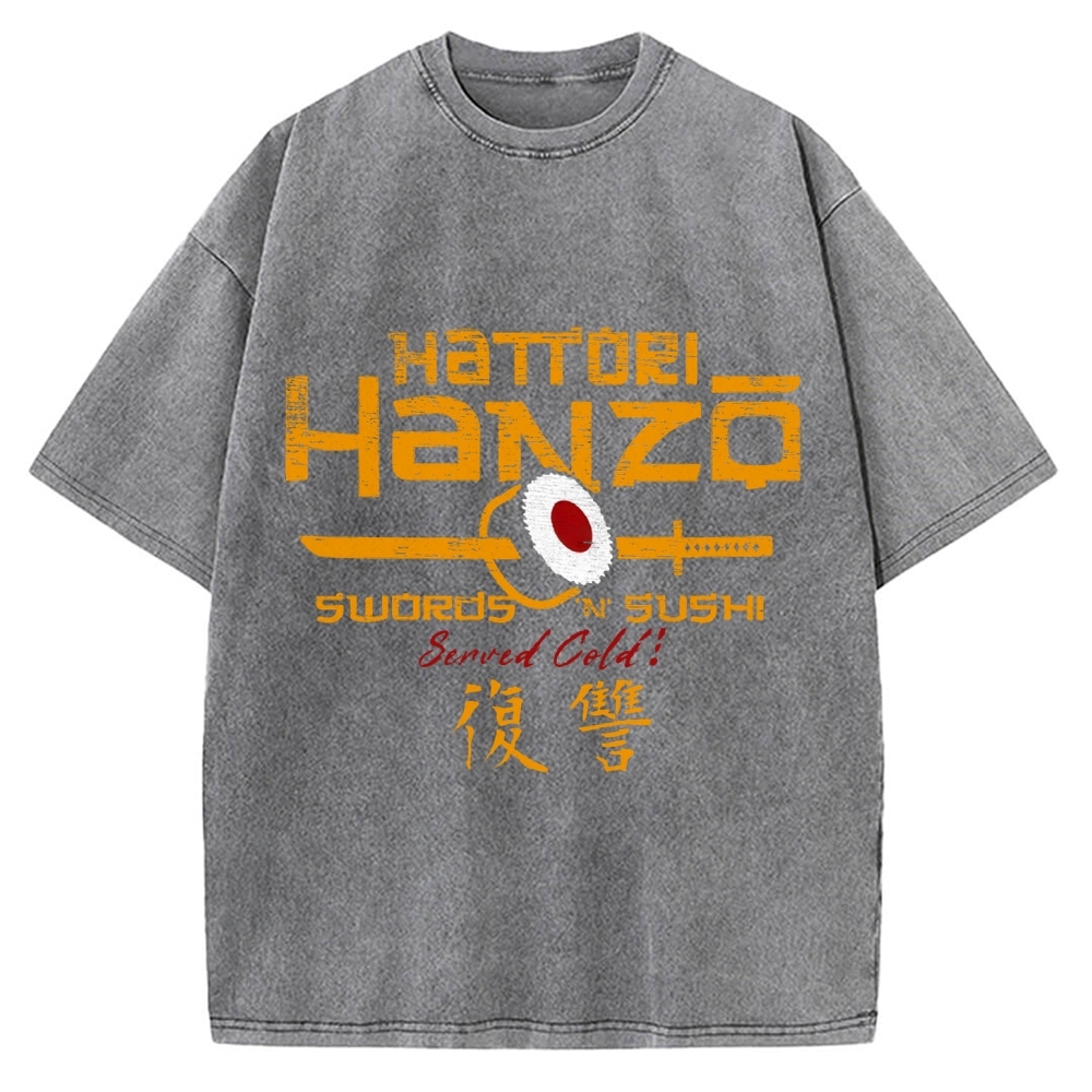 Okinawa Hattori Hanzo Sushi Japanese Style Vintage Washed T-shirt