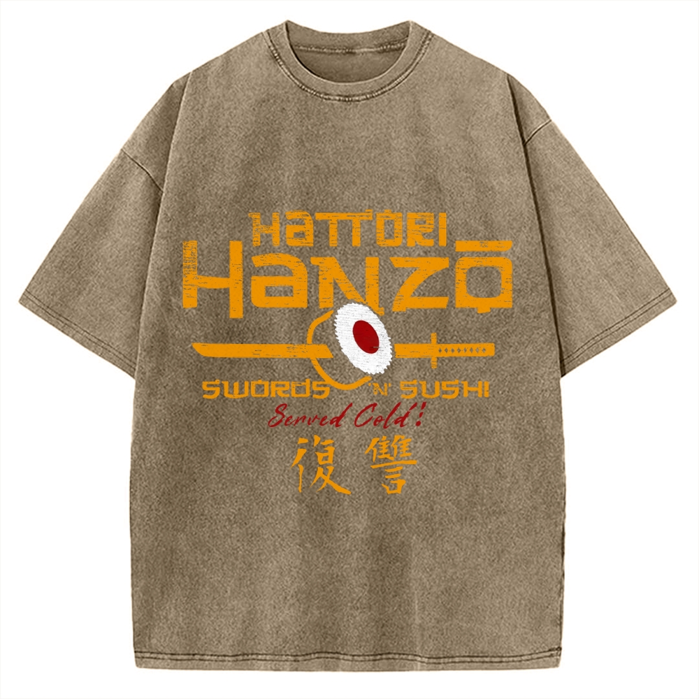 Okinawa Hattori Hanzo Sushi Japanese Style Vintage Washed T-shirt