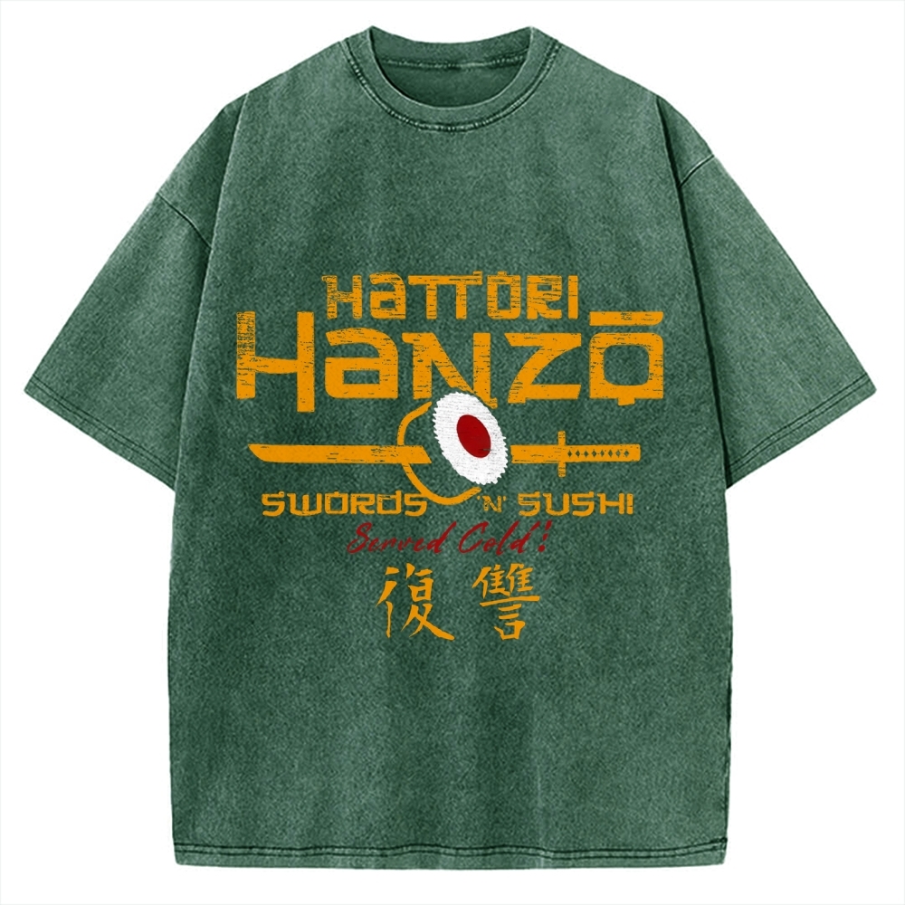Okinawa Hattori Hanzo Sushi Japanese Style Vintage Washed T-shirt