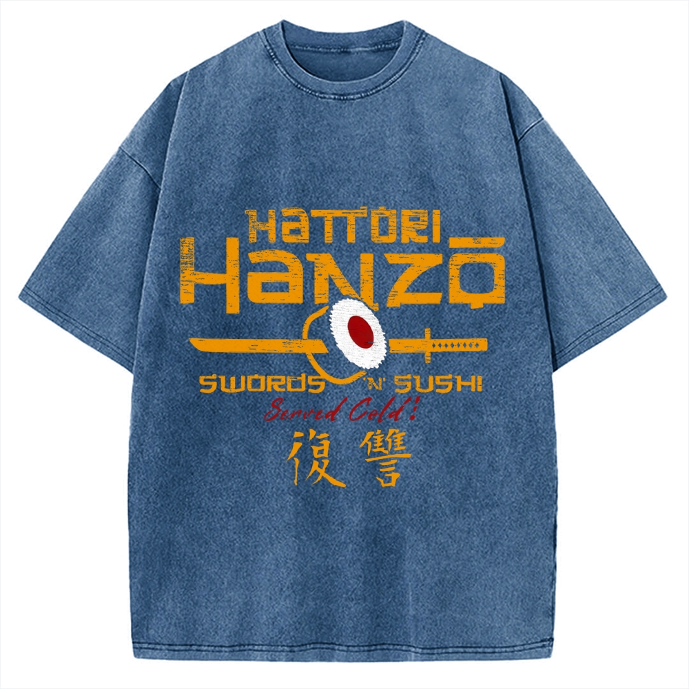 Okinawa Hattori Hanzo Sushi Japanese Style Vintage Washed T-shirt