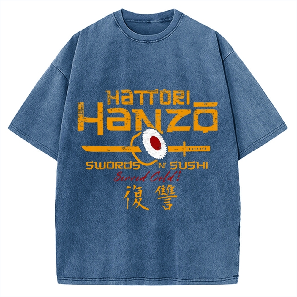 Okinawa Hattori Hanzo Sushi Japanese Style Vintage Washed T-shirt