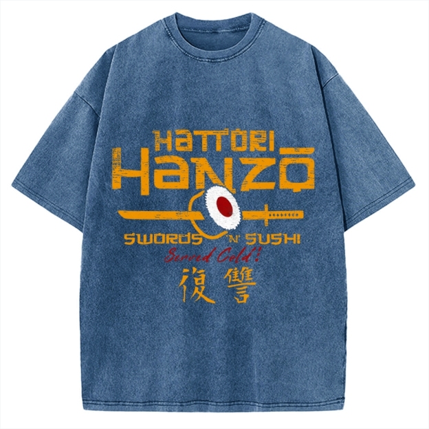 Okinawa Hattori Hanzo Sushi Japanese Style Vintage Washed T-shirt