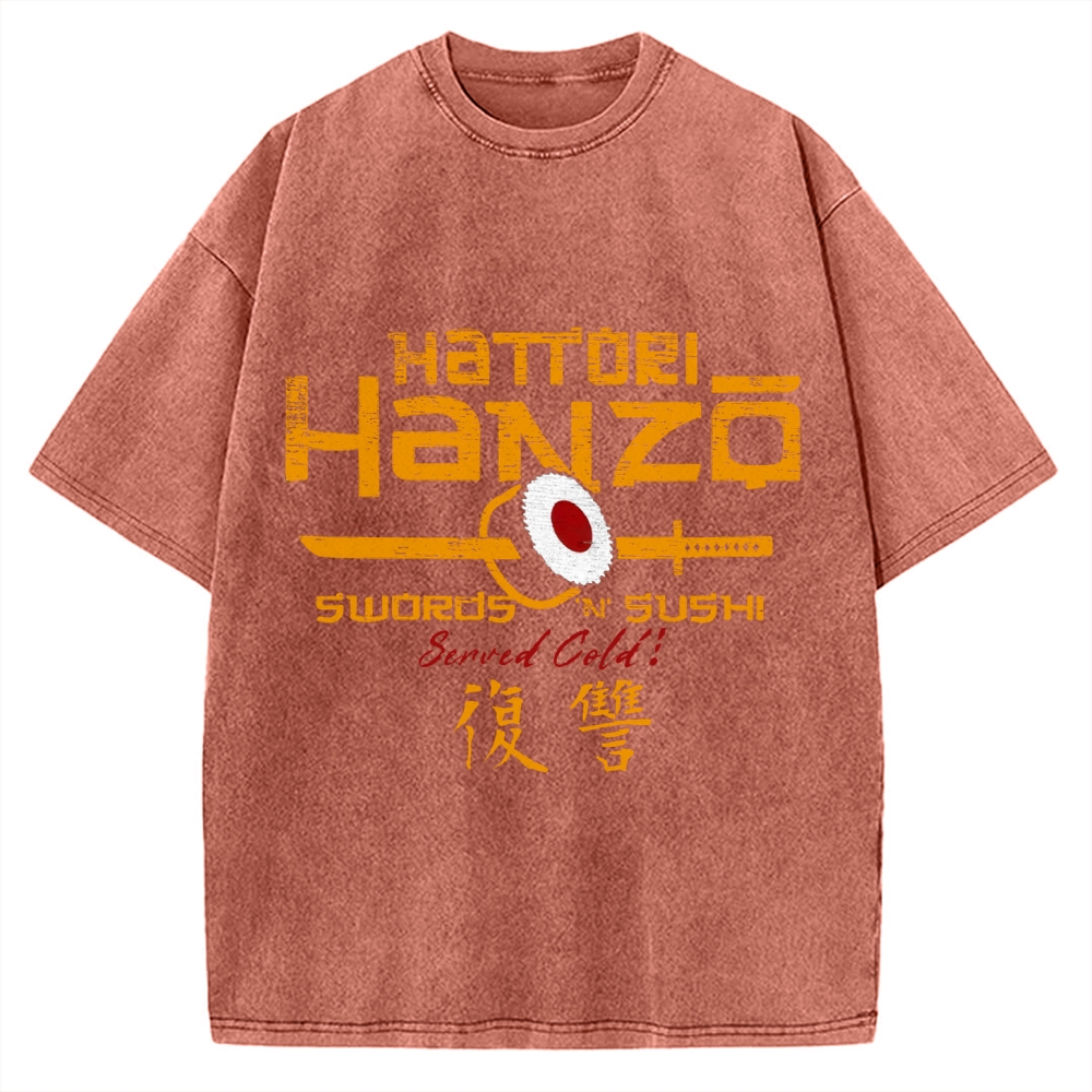 Okinawa Hattori Hanzo Sushi Japanese Style Vintage Washed T-shirt
