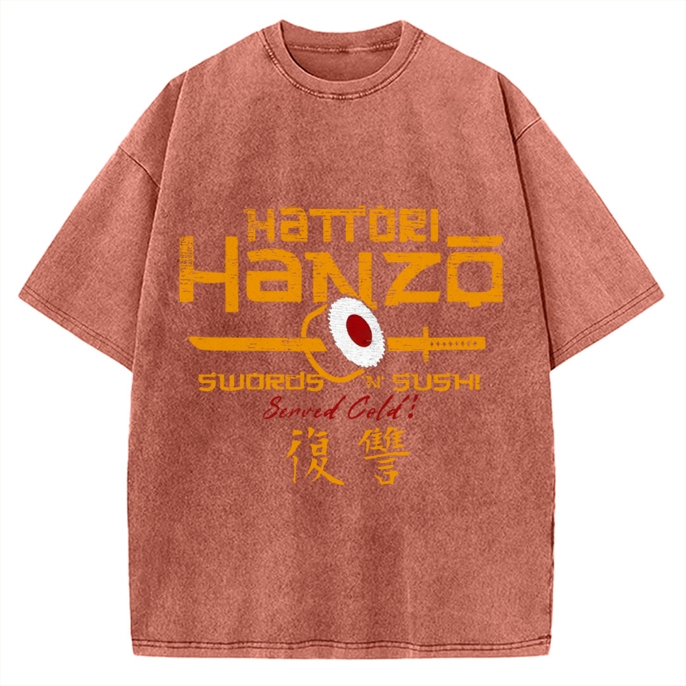 Okinawa Hattori Hanzo Sushi Japanese Style Vintage Washed T-shirt