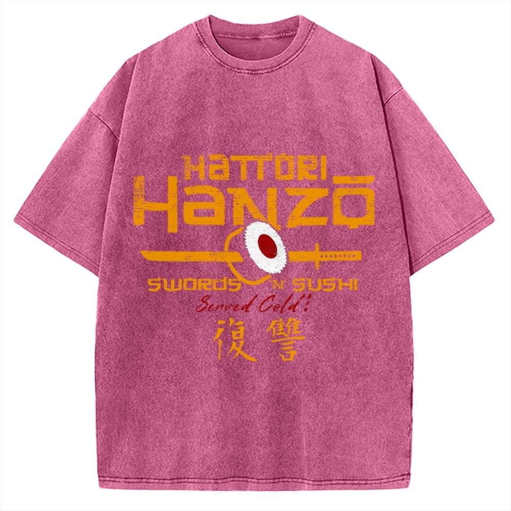 Okinawa Hattori Hanzo Sushi Japanese Style Vintage Washed T-shirt
