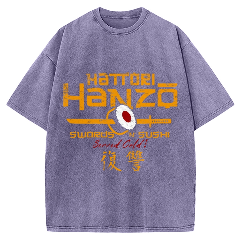 Okinawa Hattori Hanzo Sushi Japanese Style Vintage Washed T-shirt