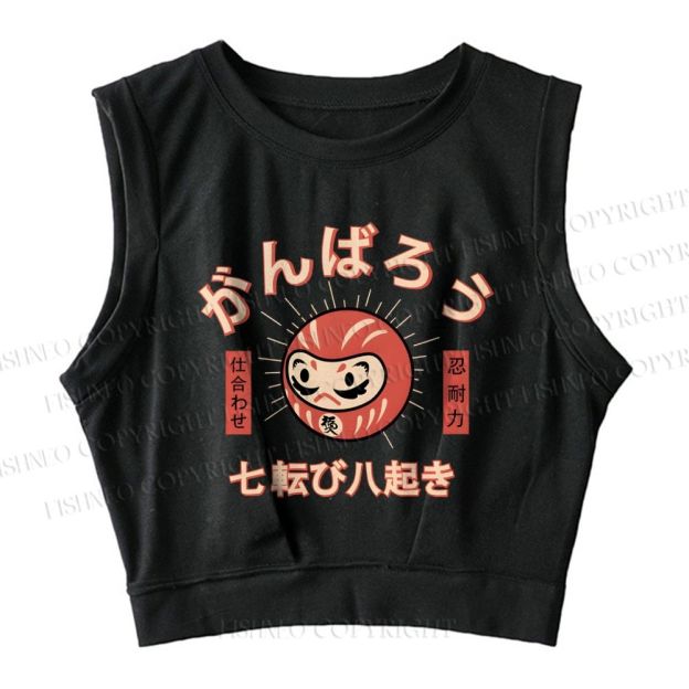 Women's Japanese Daruma Sleeveless Crop Tops
