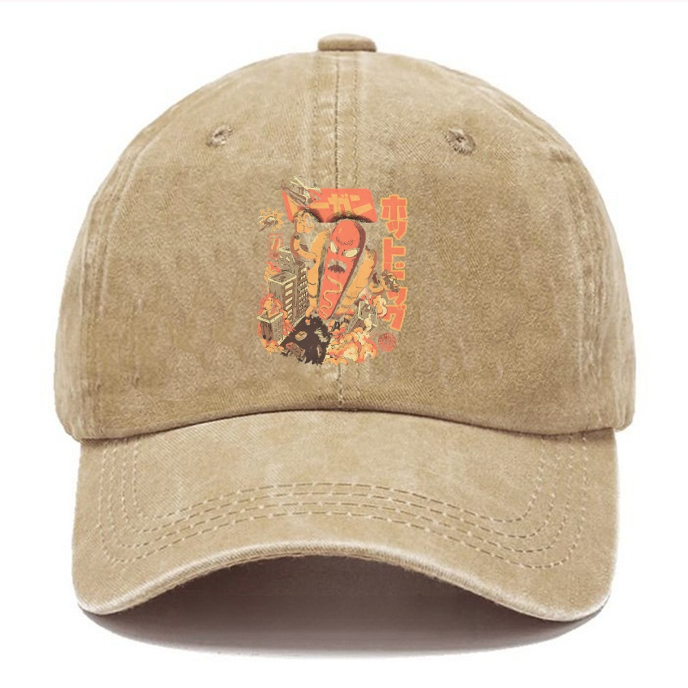  Great Hot Dog Kaiju Japanese Washed Cap