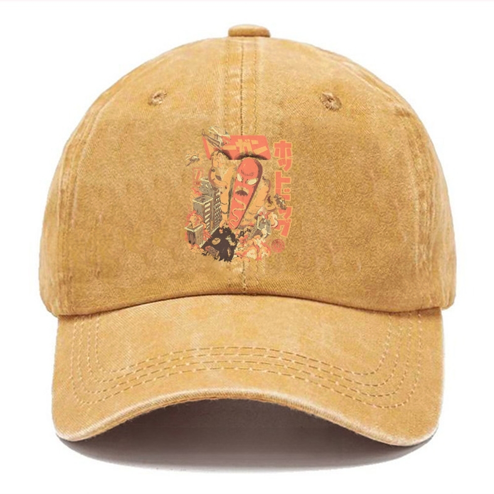  Great Hot Dog Kaiju Japanese Washed Cap