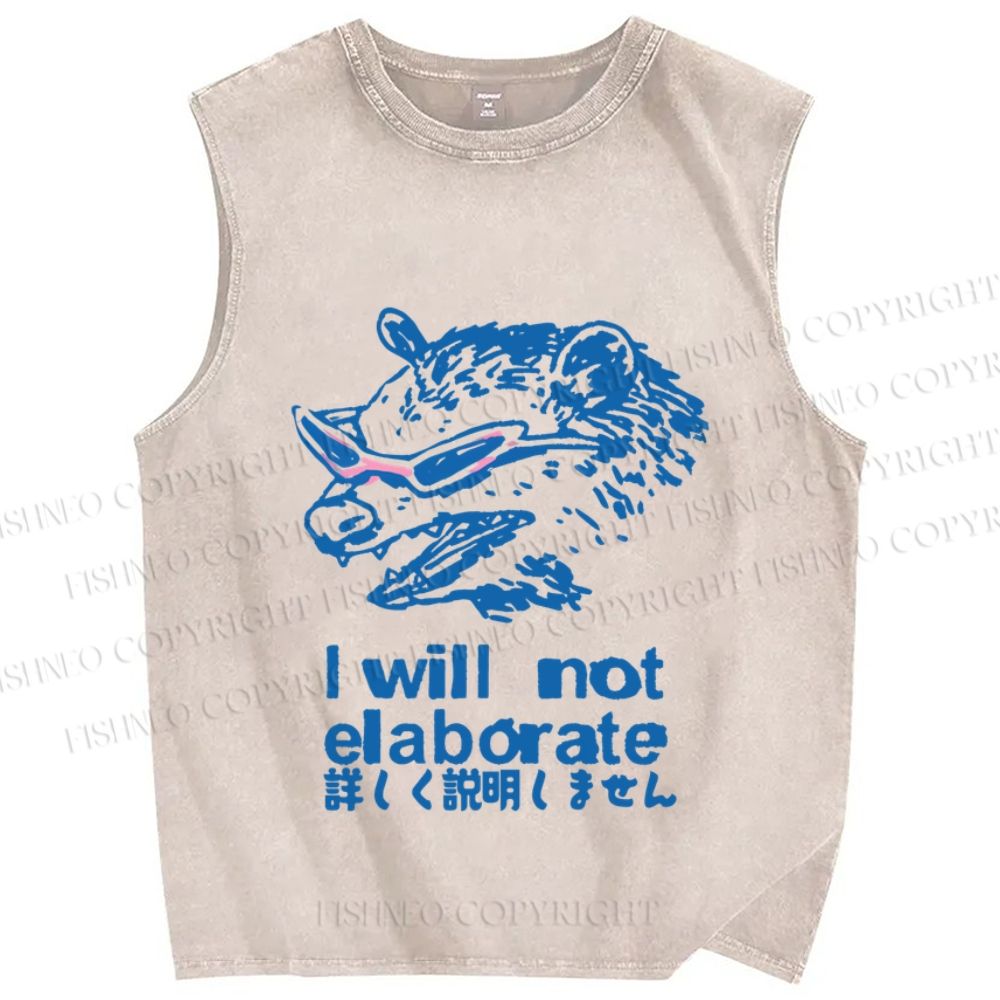 Unisex Japanese Raccoon Will Not Elaborate Printed Washed Tank Top