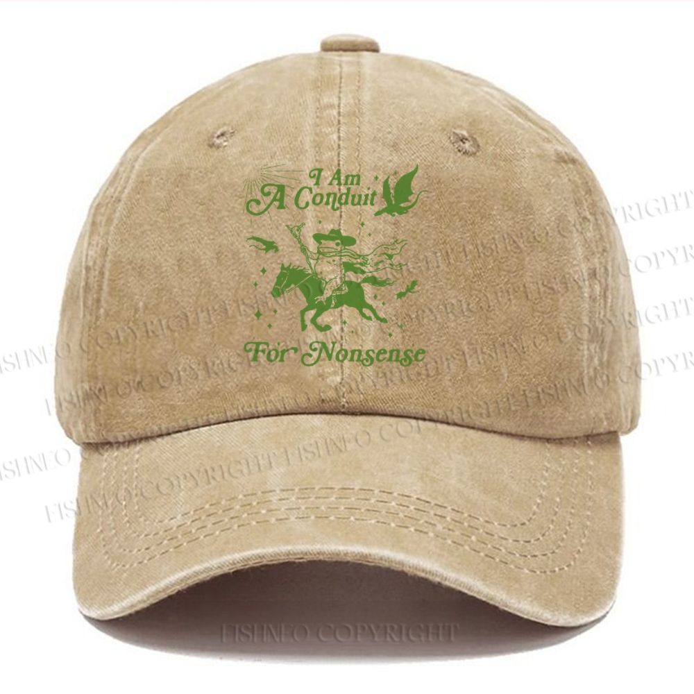 Unisex Vintage Frog I am a Conduit For Nonsense Vintage Casual Washed Cap