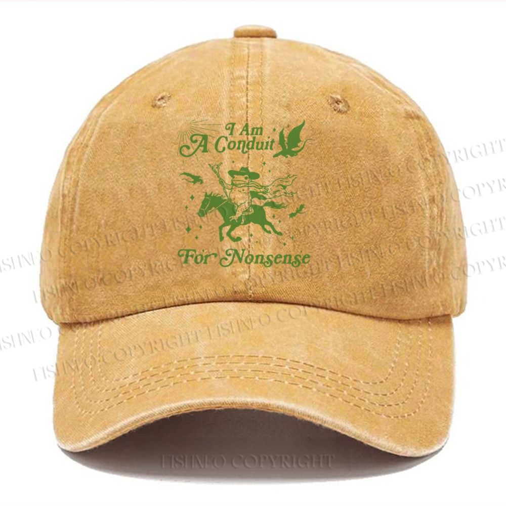 Unisex Vintage Frog I am a Conduit For Nonsense Vintage Casual Washed Cap
