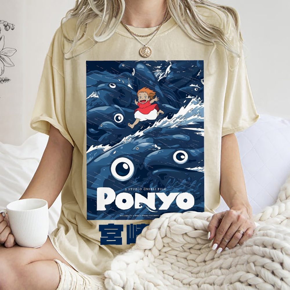 Ghibli Ponyo Anime Vintage Wash Japanese Design T-Shirt