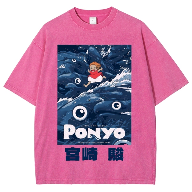 Ghibli Ponyo Anime Vintage Wash Japanese Design T-Shirt