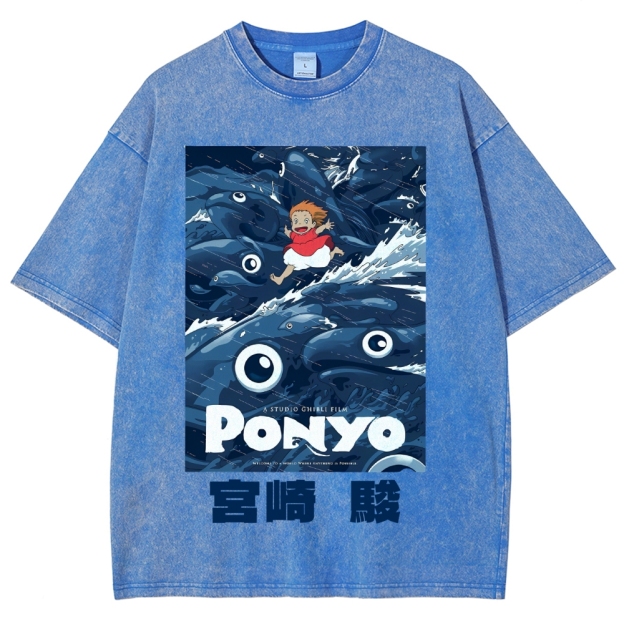 Ghibli Ponyo Anime Vintage Wash Japanese Design T-Shirt