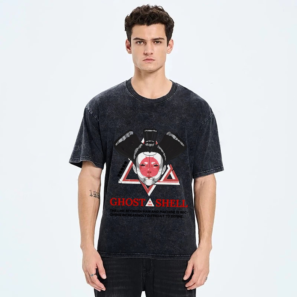 Ghost in the Shell Geisha Vintage Wash Japanese Design T-Shirt