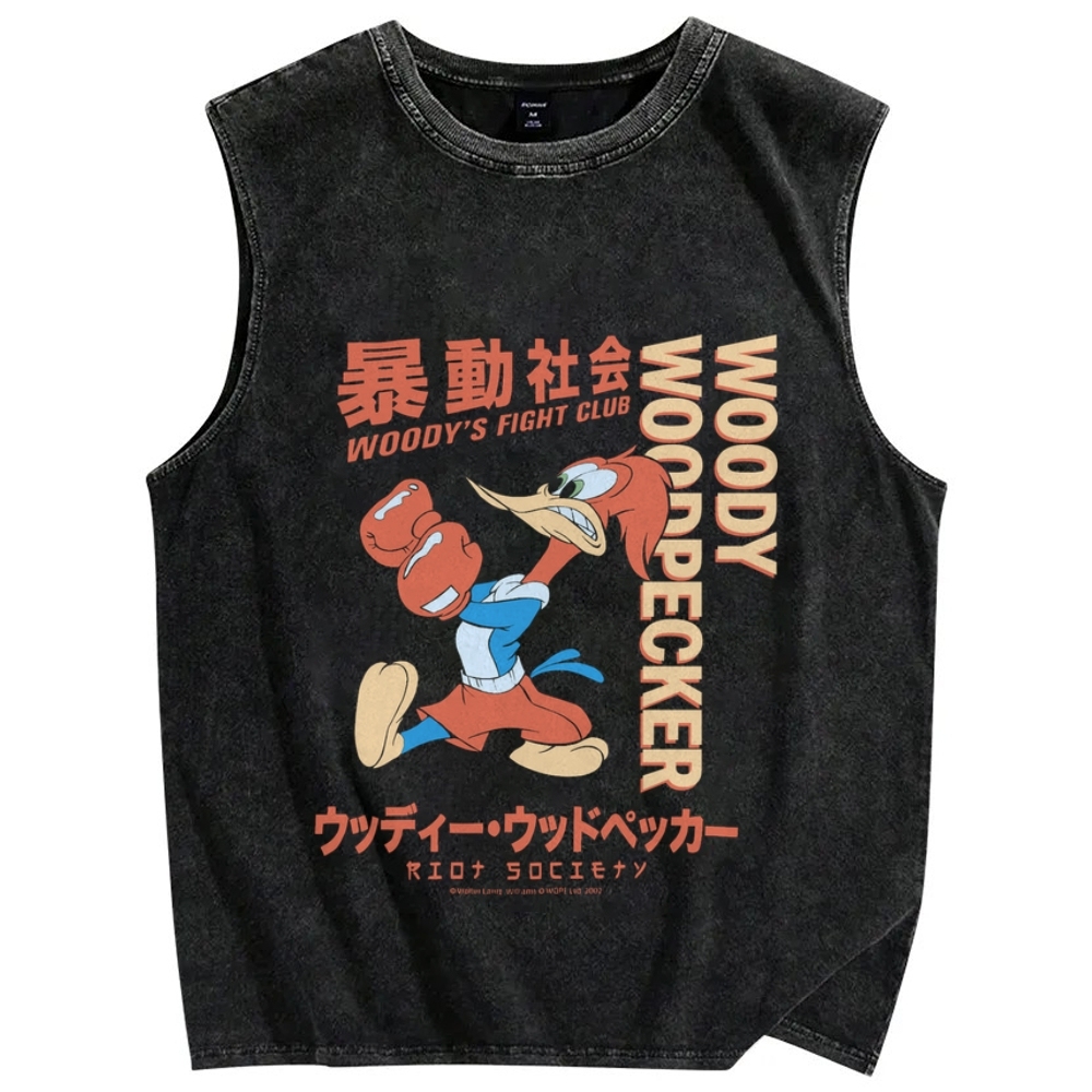 Woody Woodpecker's Fight Club Vintage Distressed Washed Tank Top