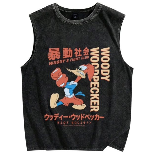Woody Woodpecker's Fight Club Vintage Distressed Washed Tank Top