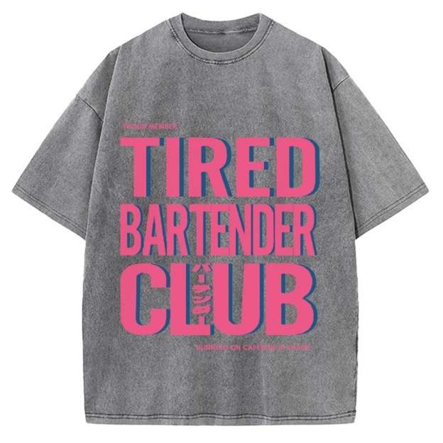 Tired Bartender Club Japanese Katakana Vintage Washed T-shirt