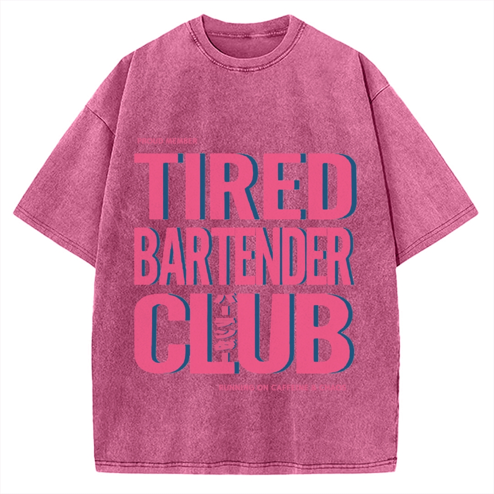 Tired Bartender Club Japanese Katakana Vintage Washed T-shirt