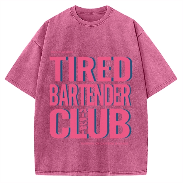 Tired Bartender Club Japanese Katakana Vintage Washed T-shirt