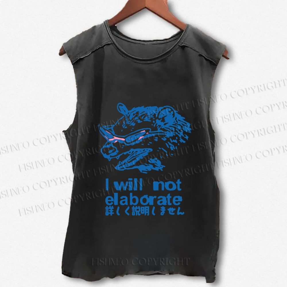 Unisex Japanese Raccoon Will Not Elaborate Printed Washed Tank Top