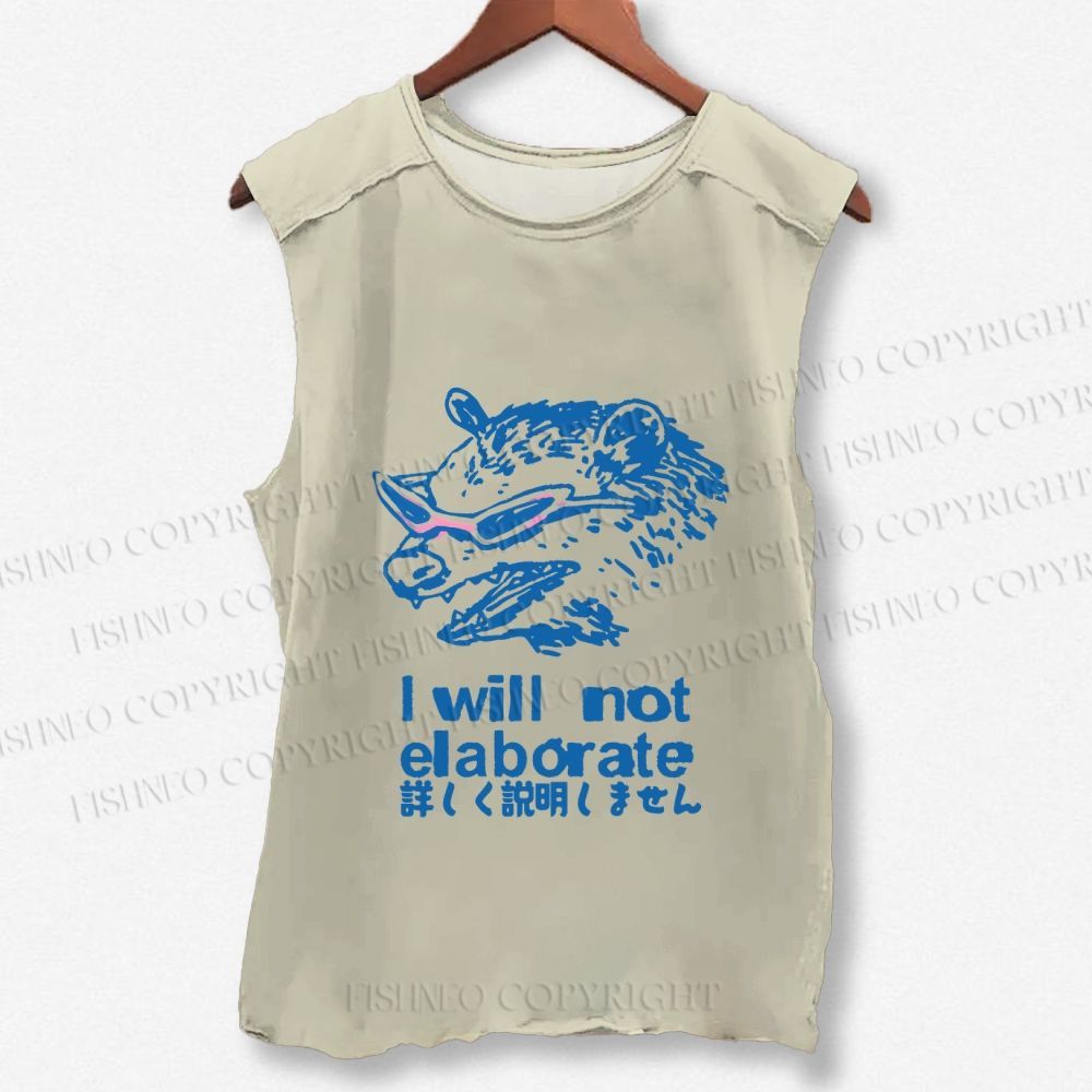 Unisex Japanese Raccoon Will Not Elaborate Printed Washed Tank Top