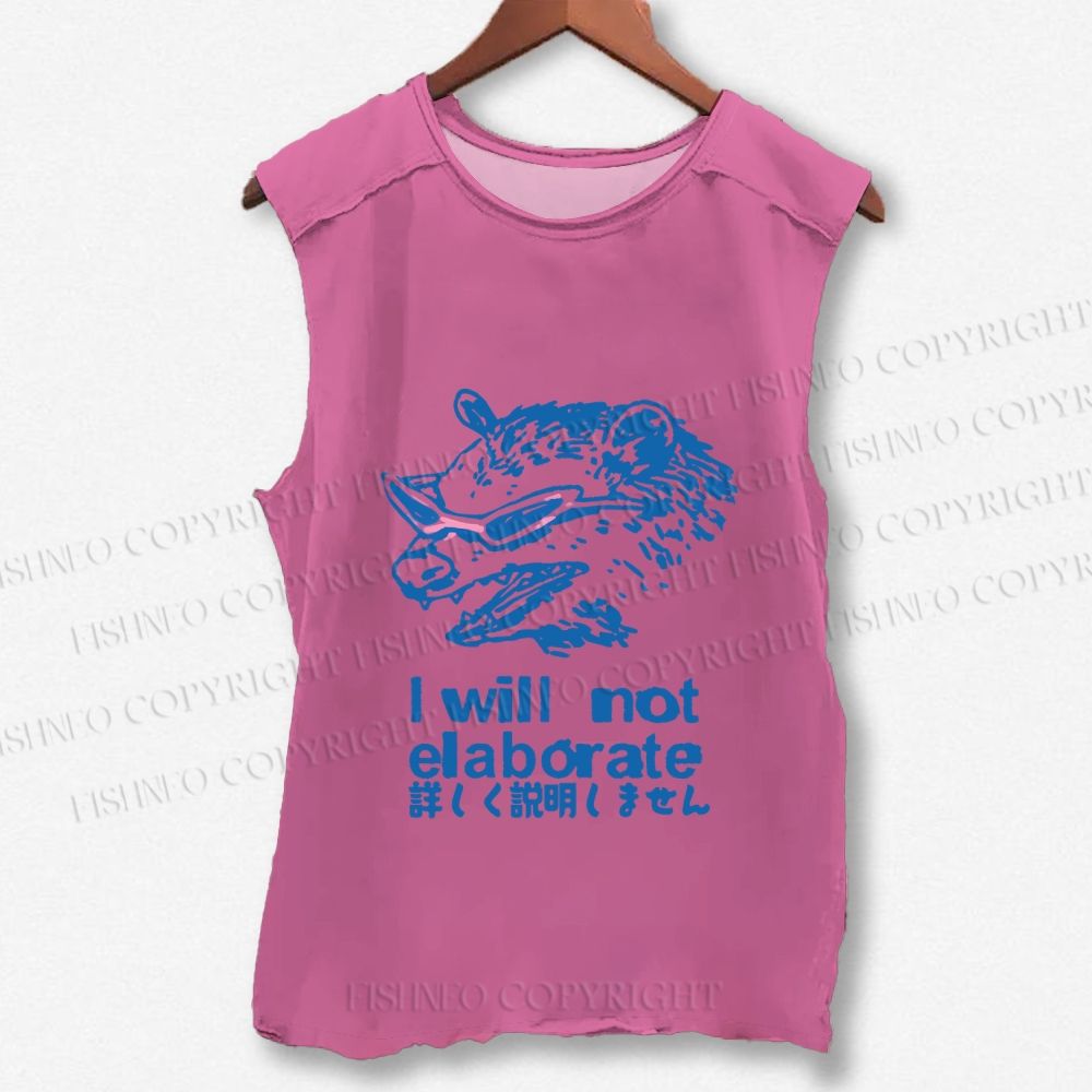 Unisex Japanese Raccoon Will Not Elaborate Printed Washed Tank Top