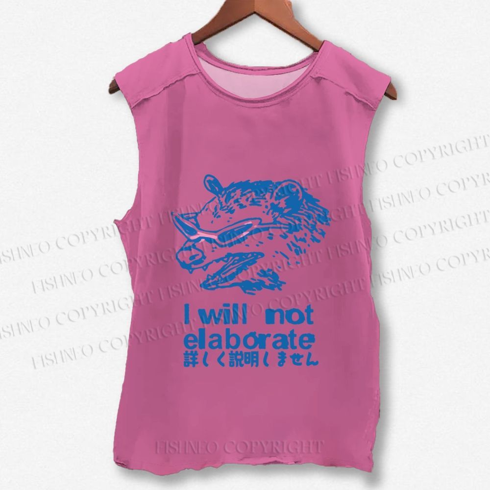 Unisex Japanese Raccoon Will Not Elaborate Printed Washed Tank Top