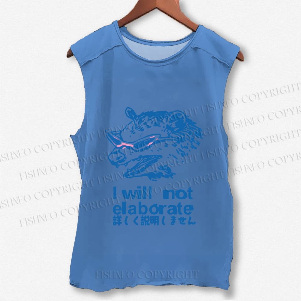 Unisex Japanese Raccoon Will Not Elaborate Printed Washed Tank Top