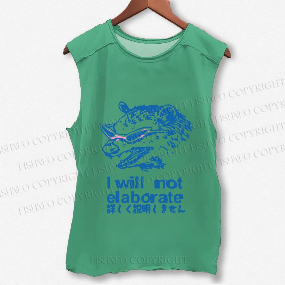 Unisex Japanese Raccoon Will Not Elaborate Printed Washed Tank Top