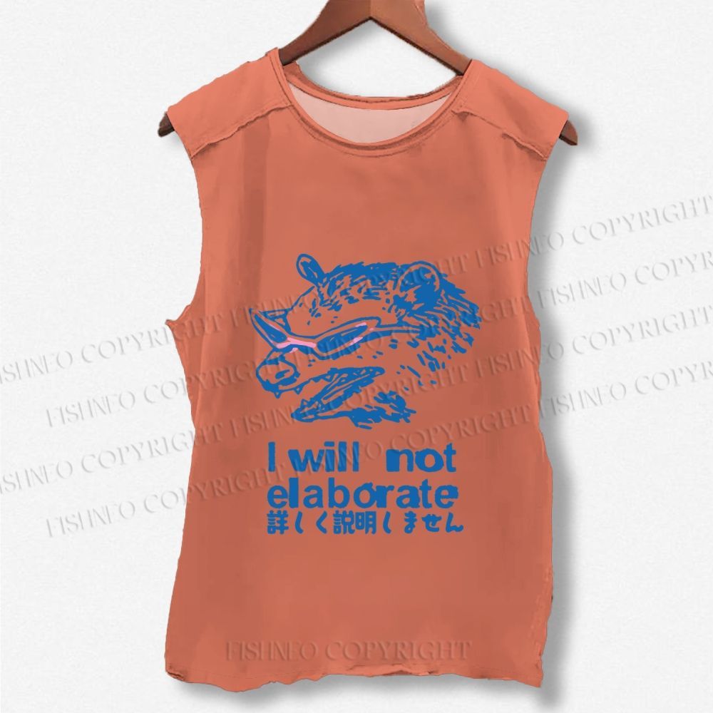 Unisex Japanese Raccoon Will Not Elaborate Printed Washed Tank Top