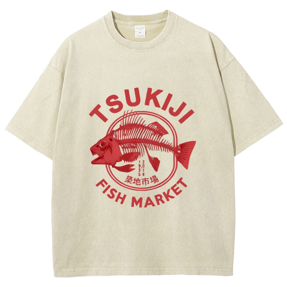 Tsukiji Fish Market Vintage Washed T-shirt