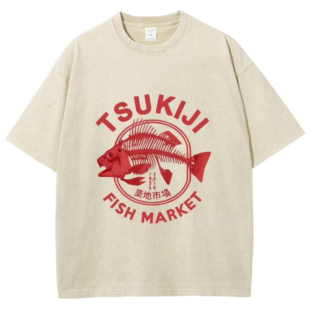 Tsukiji Fish Market Vintage Washed T-shirt