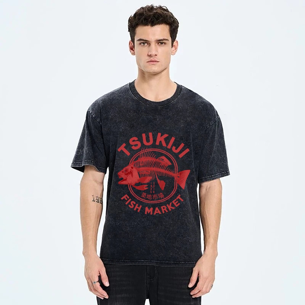 Tsukiji Fish Market Vintage Washed T-shirt