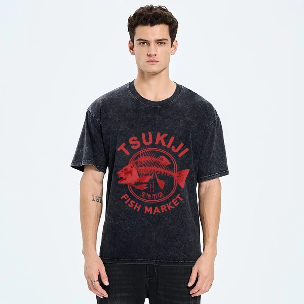Tsukiji Fish Market Vintage Washed T-shirt