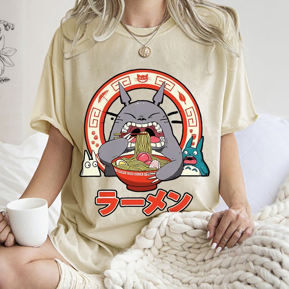 Ghibli Totoro Ramen  Anime Vintage Wash Japanese Design T-Shirt