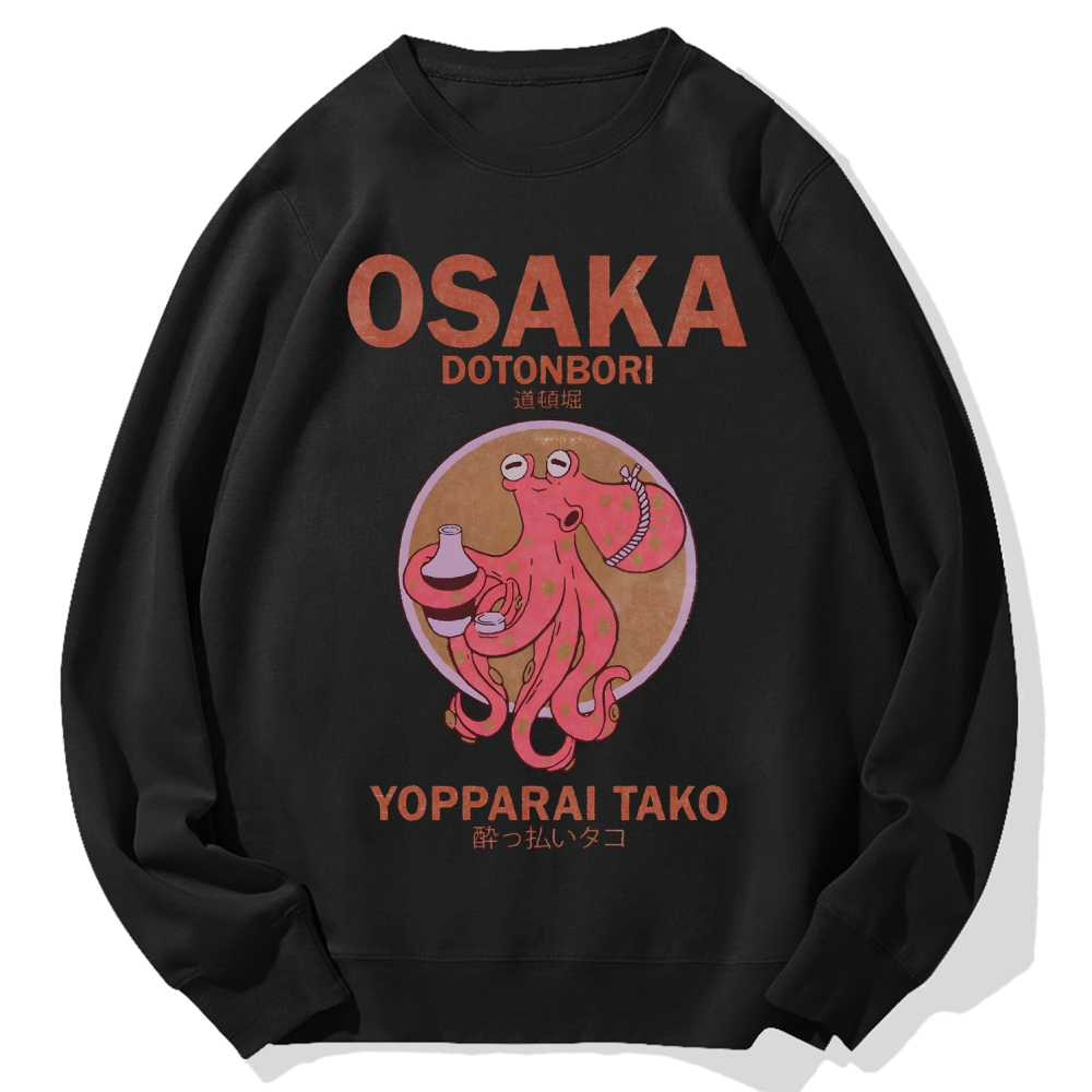 Osaka Dotonbori Drunken Octopus Cotton Sweatshirt