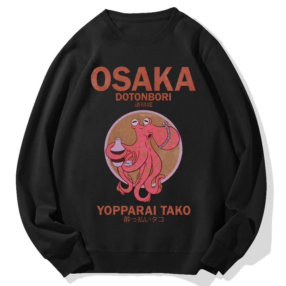 Osaka Dotonbori Drunken Octopus Cotton Sweatshirt
