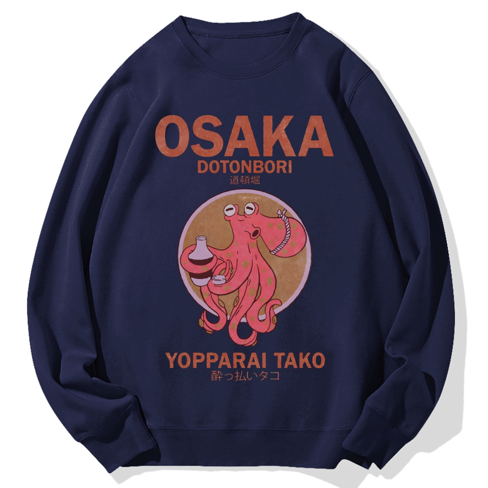 Osaka Dotonbori Drunken Octopus Cotton Sweatshirt