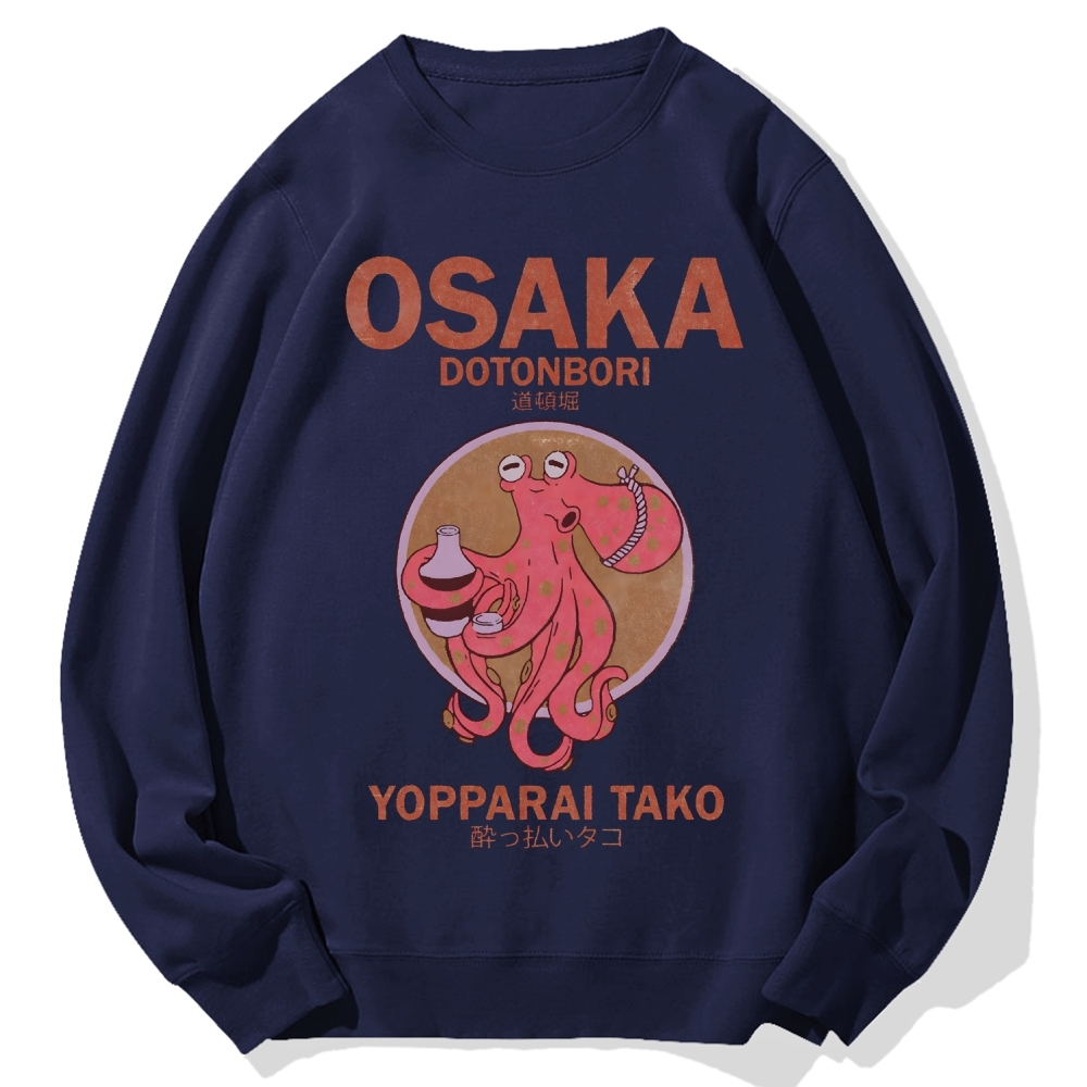 Osaka Dotonbori Drunken Octopus Cotton Sweatshirt