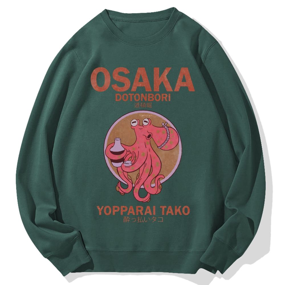 Osaka Dotonbori Drunken Octopus Cotton Sweatshirt
