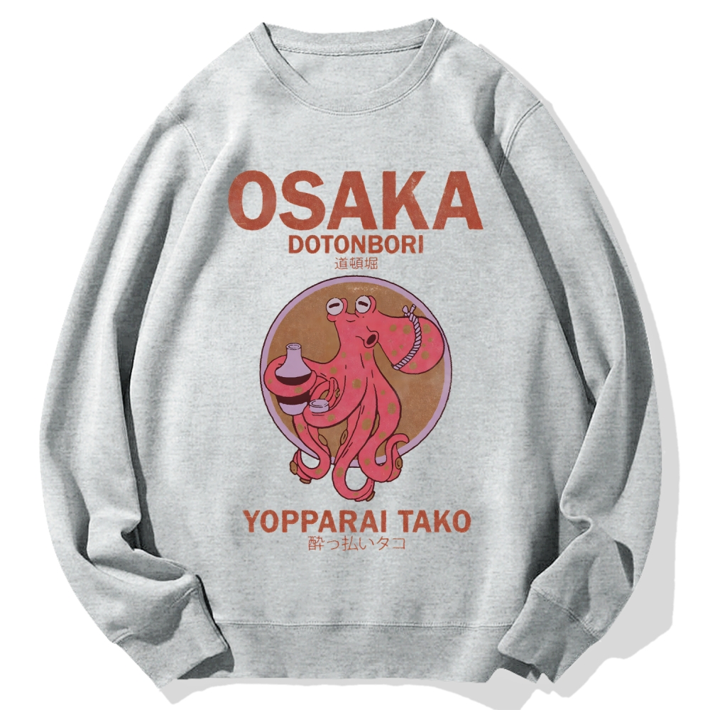 Osaka Dotonbori Drunken Octopus Cotton Sweatshirt