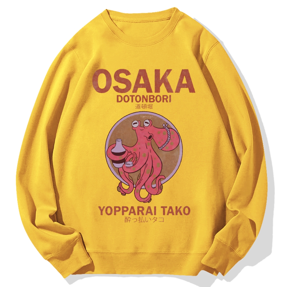 Osaka Dotonbori Drunken Octopus Cotton Sweatshirt