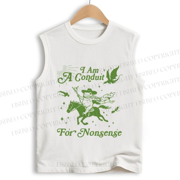 Unisex Vintage Frog I am a Conduit For Nonsense Printed Cotton Tank Top